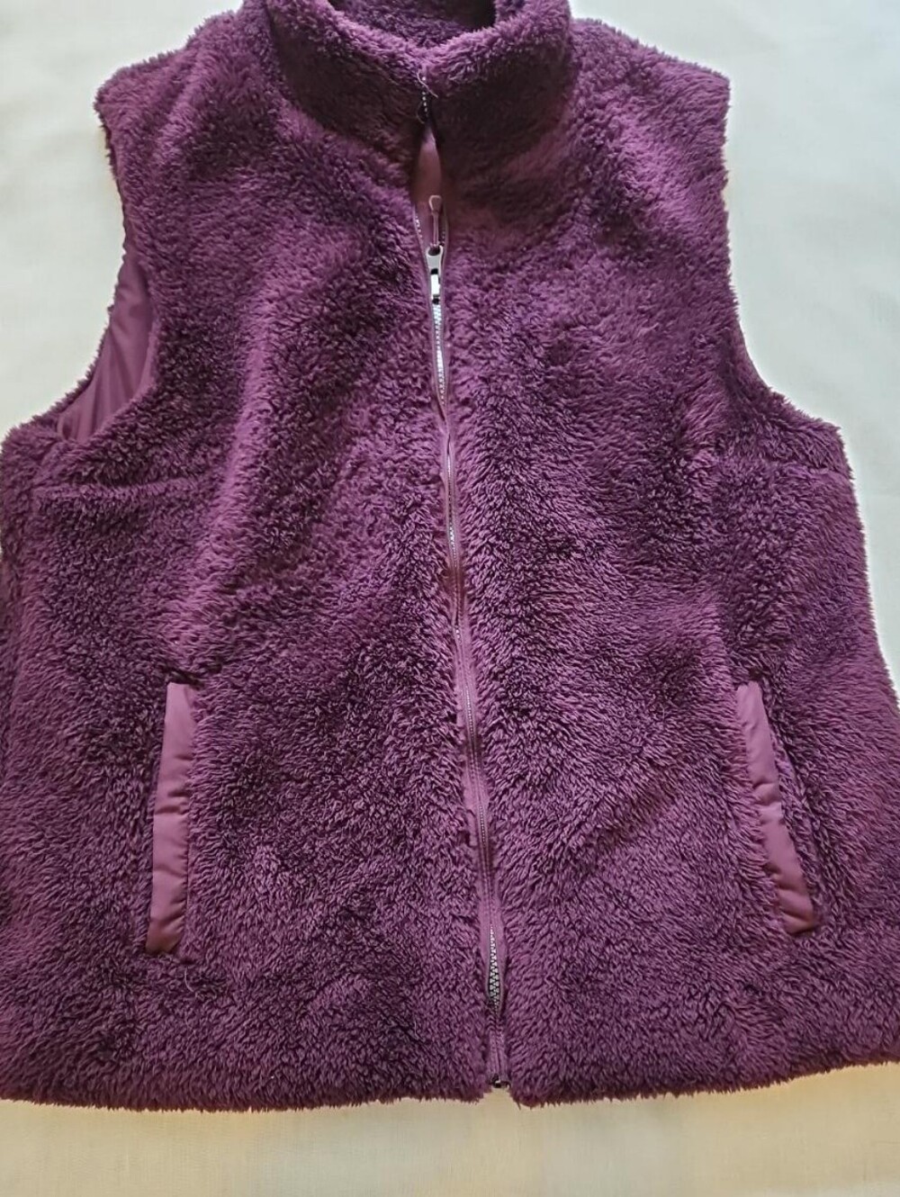 Keren Hart Reversible/Faux Fur Vest Womens XL plum/burgundy Full Zip Boutique